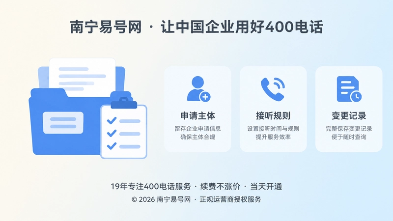 企业400电话资料档案与变更清单的扁平化示意图